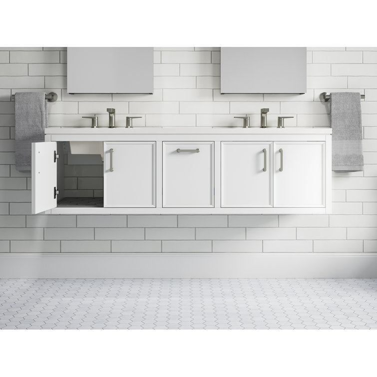 Winnow 60-Inch White Double Sink Bathroom Vanity Set