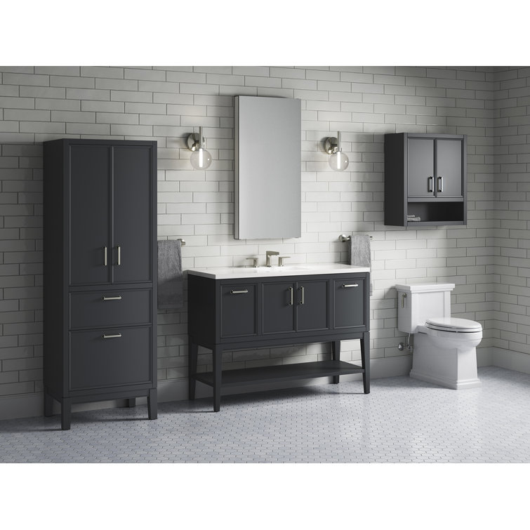 Slate Grey 48-Inch MDF Bathroom Vanity with Quartz Top