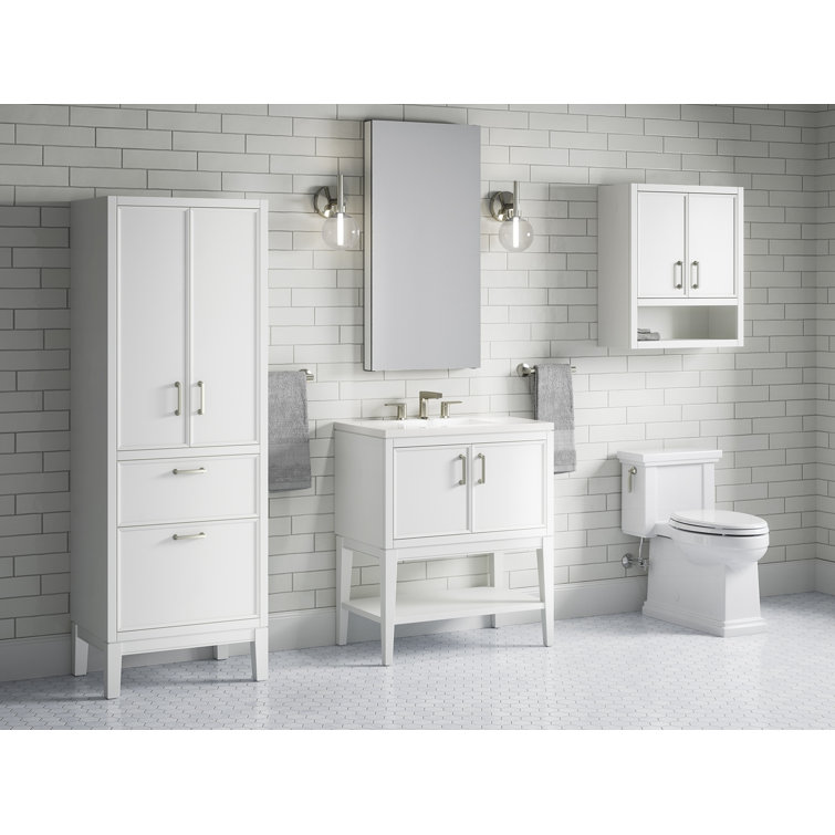 Winnow 30" White MDF Freestanding Single Bathroom Vanity with Quartz Top