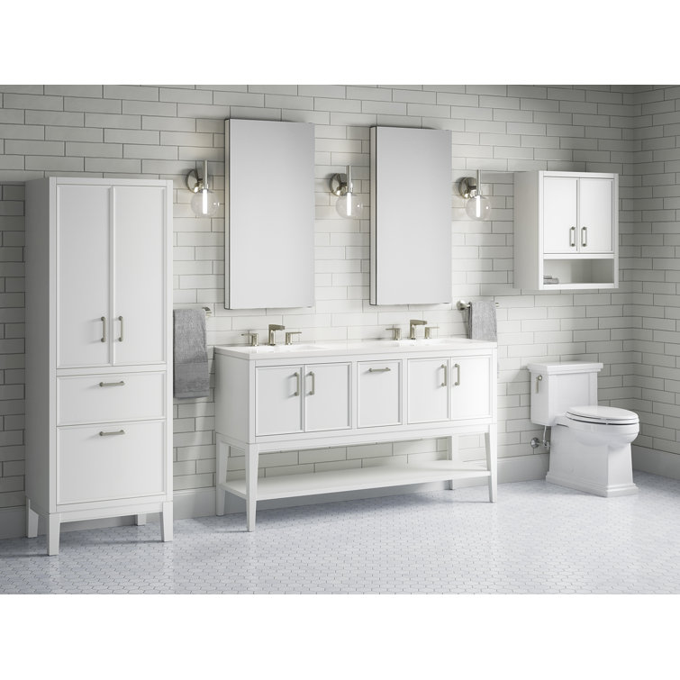 Winnow 60-Inch White Double Sink Bathroom Vanity Set