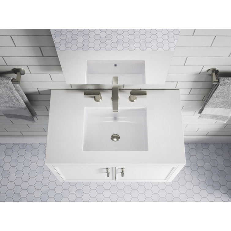 Winnow 30" White MDF Freestanding Single Bathroom Vanity with Quartz Top