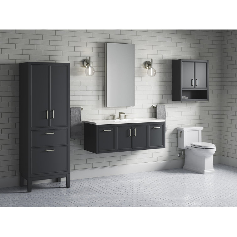 Slate Grey 48-Inch MDF Bathroom Vanity with Quartz Top
