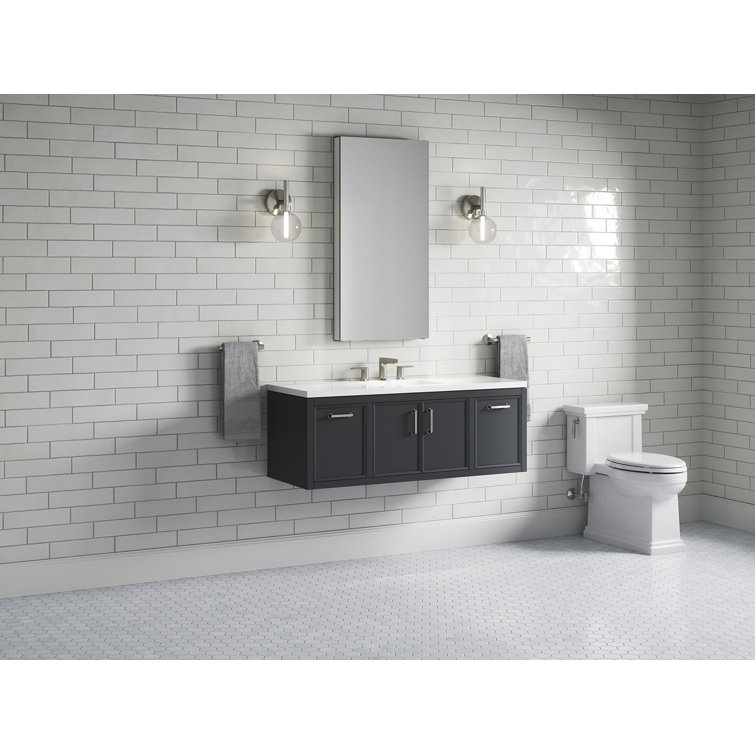 Slate Grey 48-Inch MDF Bathroom Vanity with Quartz Top