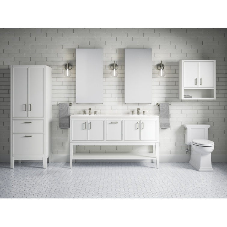Winnow 60-Inch White Double Sink Bathroom Vanity Set