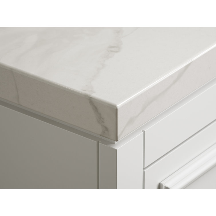 Southerk 48-Inch White Painted Freestanding Bathroom Vanity with Quartz Top