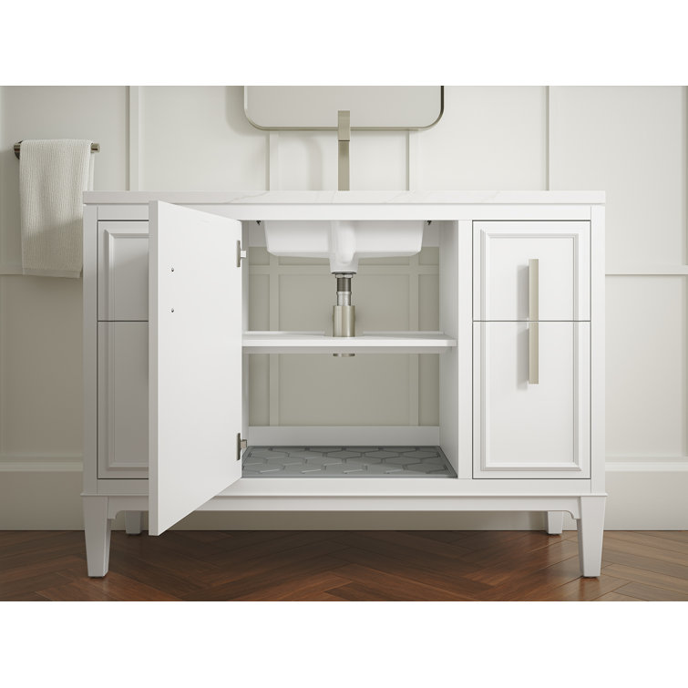 Southerk 48-Inch White Painted Freestanding Bathroom Vanity with Quartz Top