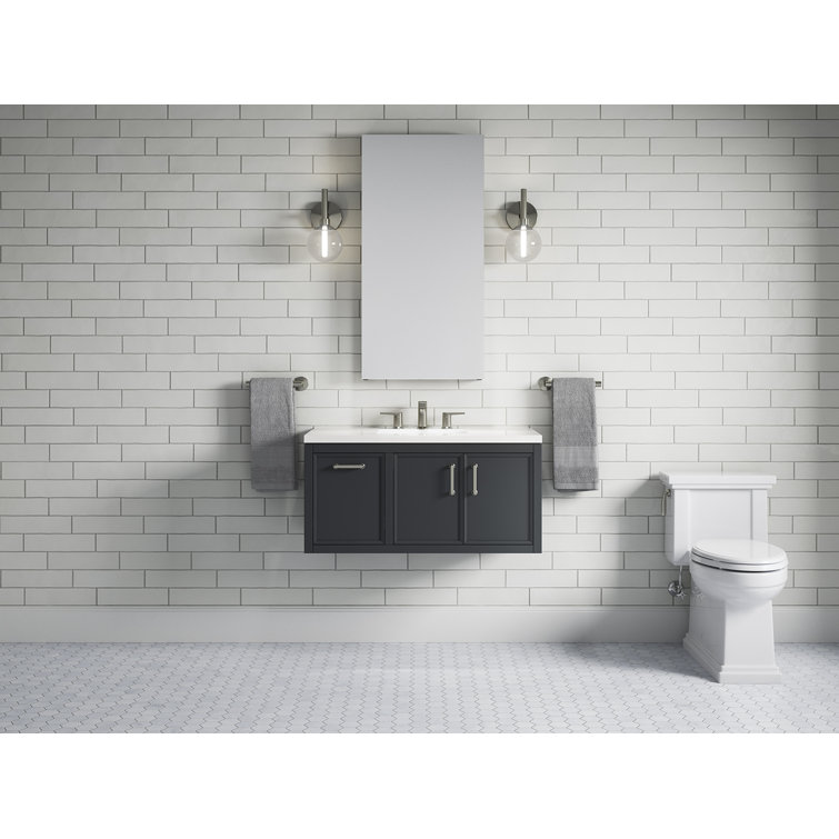 Winnow 36-Inch Slate Gray Painted MDF Bathroom Vanity with Quartz Top