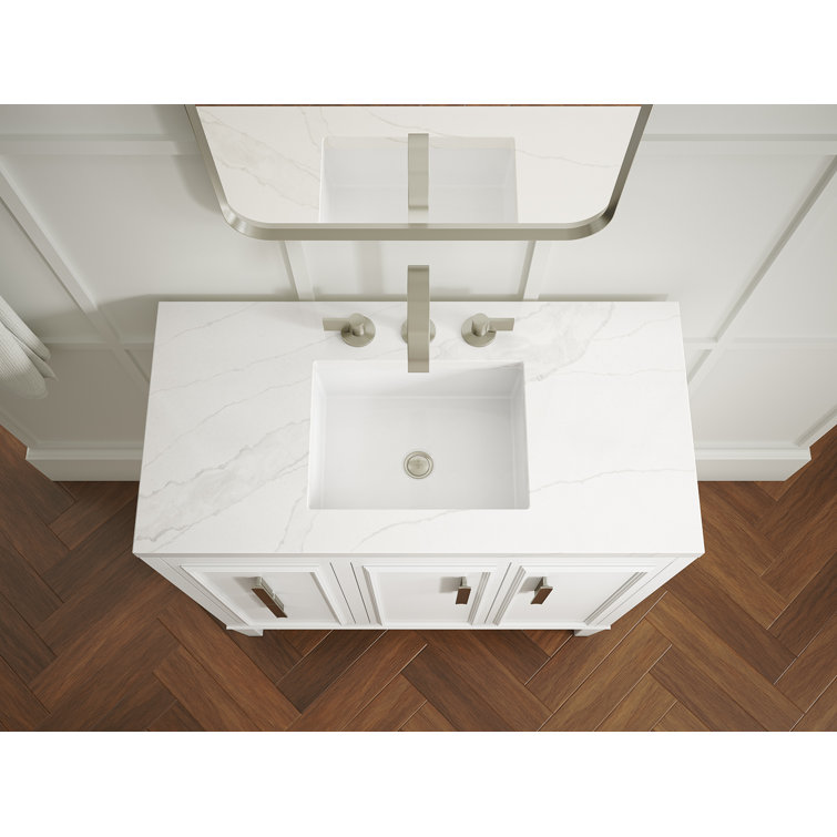 Southerk 36-Inch White Freestanding Bathroom Vanity Set with Quartz Top