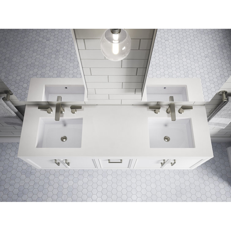 Winnow 60-Inch White Double Sink Bathroom Vanity Set