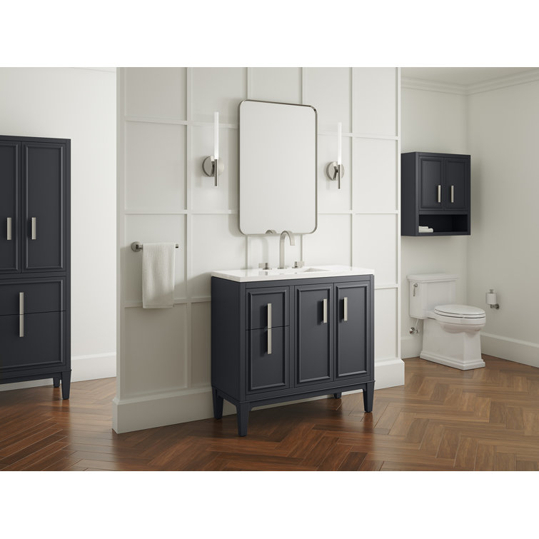 Slate Grey 36-Inch MDF Bathroom Vanity with Quartz Top