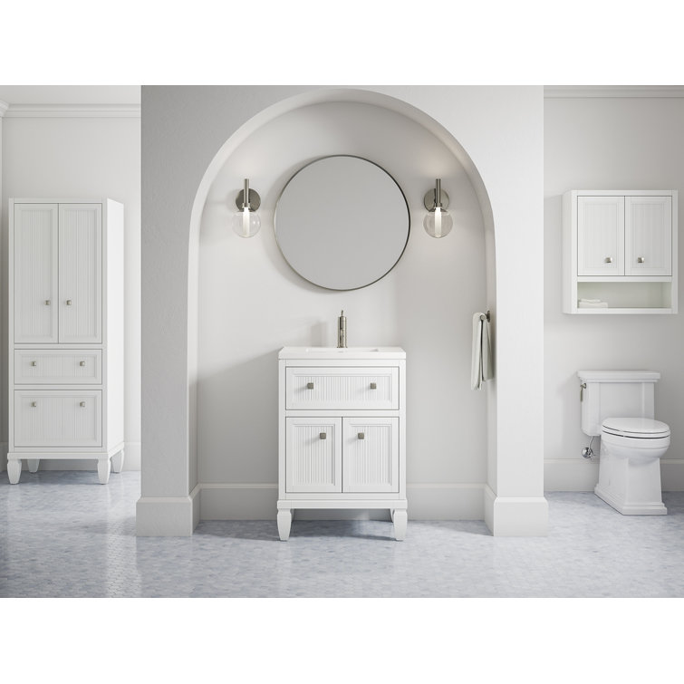 Hearthaven 24" White Freestanding Single Vanity with Quartz Top