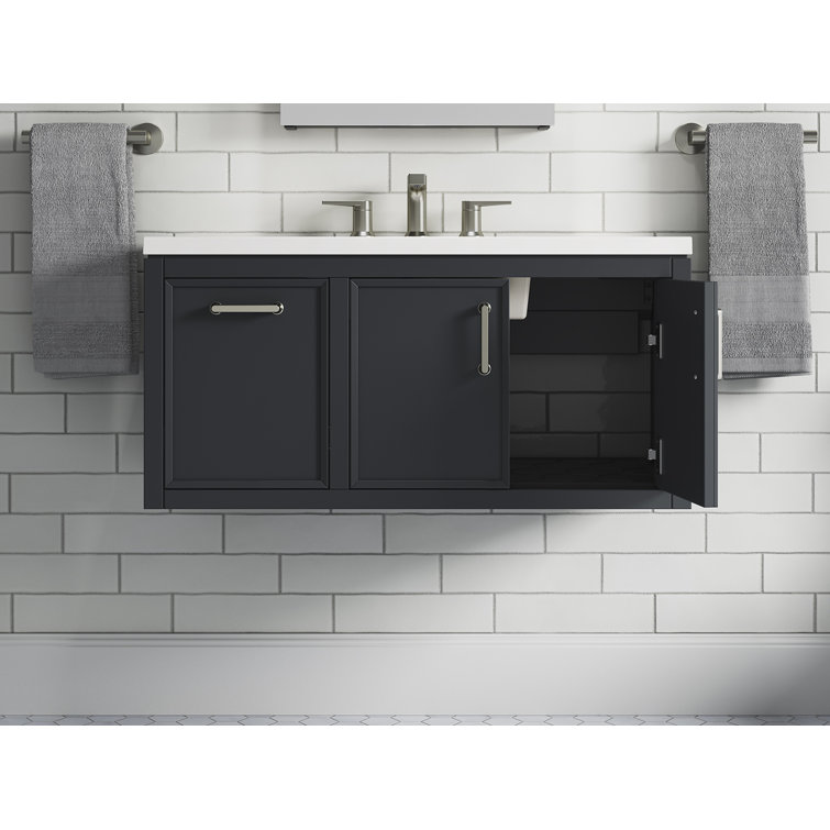 Winnow 36-Inch Slate Gray Painted MDF Bathroom Vanity with Quartz Top