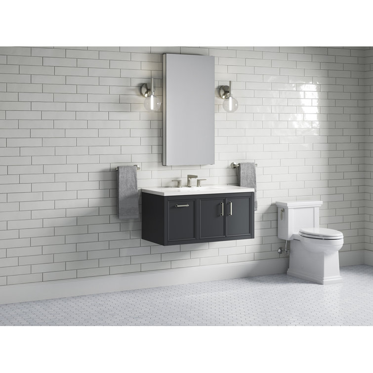Winnow 36-Inch Slate Gray Painted MDF Bathroom Vanity with Quartz Top