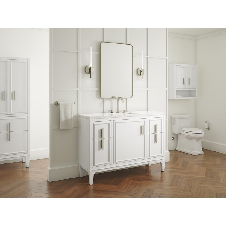 Southerk 48-Inch White Painted Freestanding Bathroom Vanity with Quartz Top