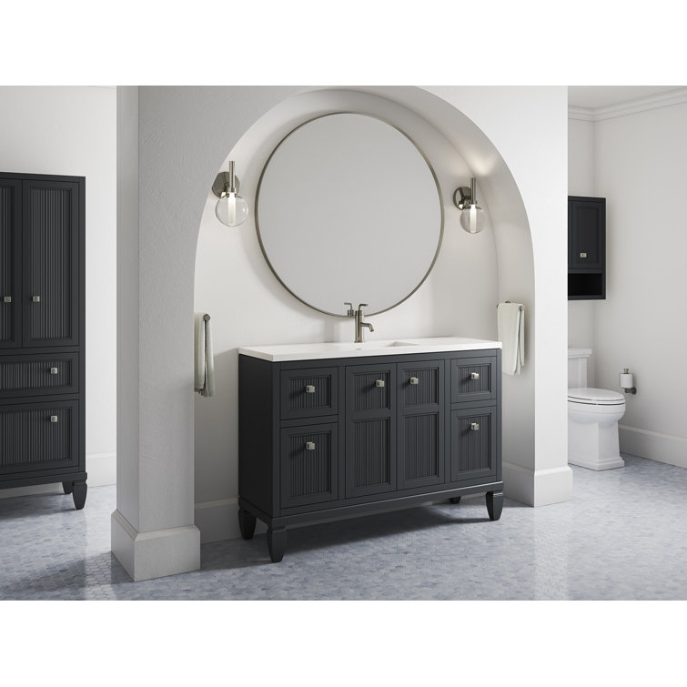 Slate Grey 48-Inch MDF Bathroom Vanity with Quartz Top