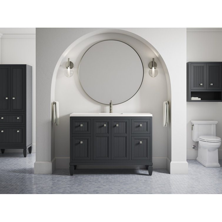 Slate Grey 48-Inch MDF Bathroom Vanity with Quartz Top