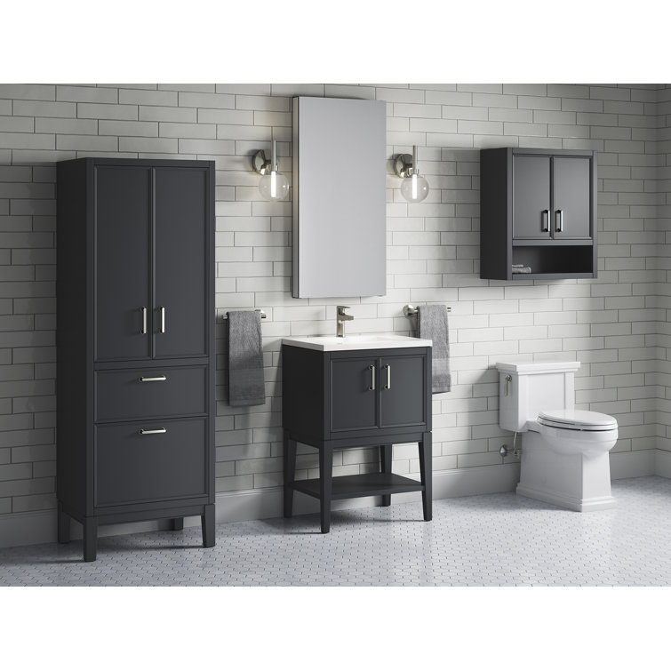 Winnow 24" Slate Gray Freestanding Single Bathroom Vanity with Quartz Top