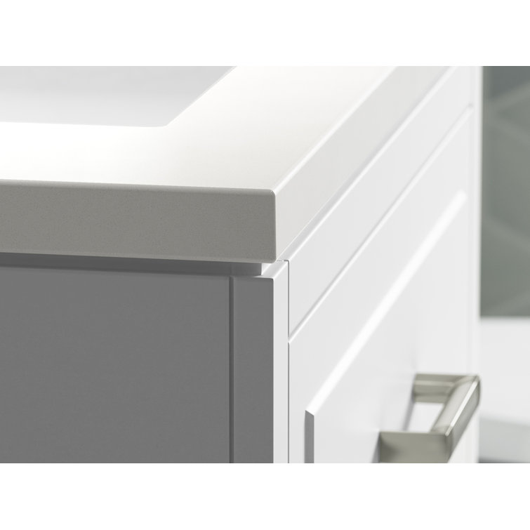 Seer 24" White MDF Freestanding Bathroom Vanity with Quartz Top