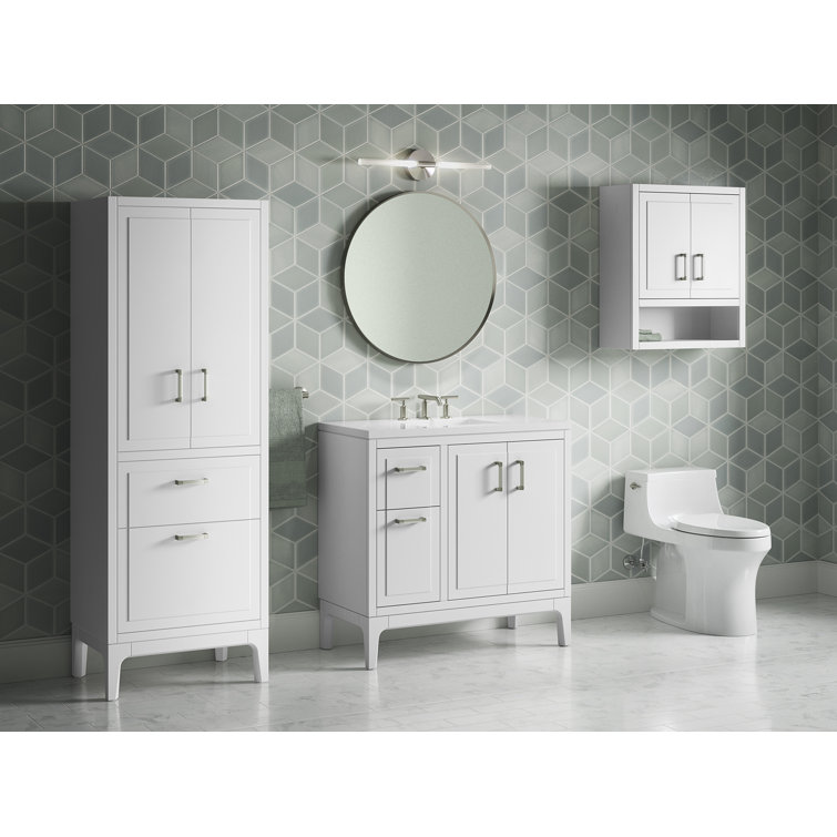Seer 36-Inch White Mahogany Bathroom Vanity Set with Quartz Top