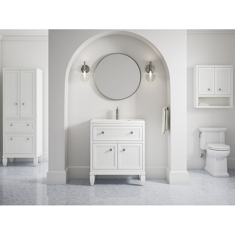 Hearthaven 30'' White MDF Bathroom Vanity with Quartz Top