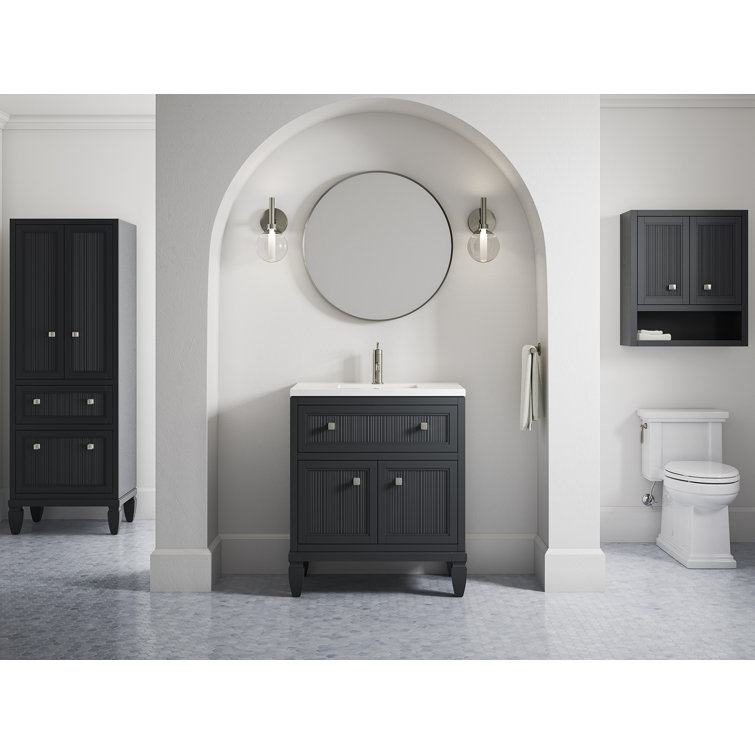 Hearthaven 30'' Slate Gray Freestanding Bathroom Vanity with Quartz Top