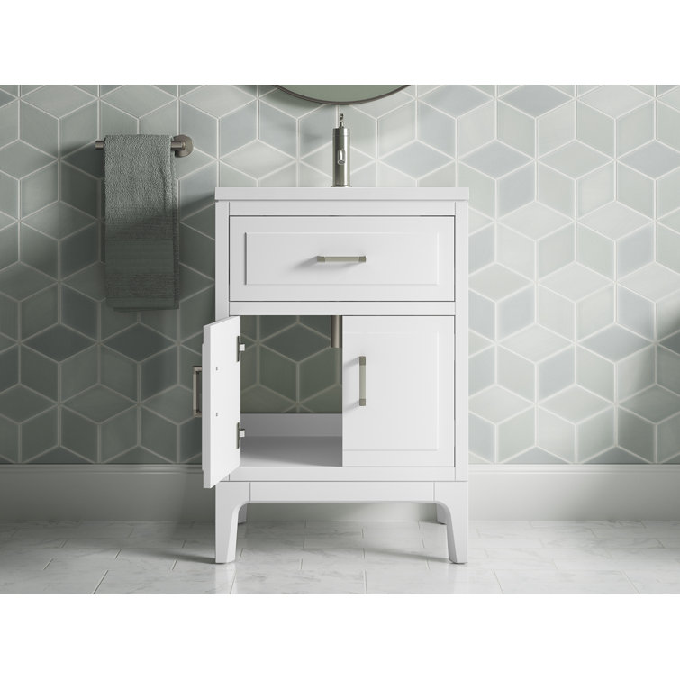 Seer 24" White MDF Freestanding Bathroom Vanity with Quartz Top