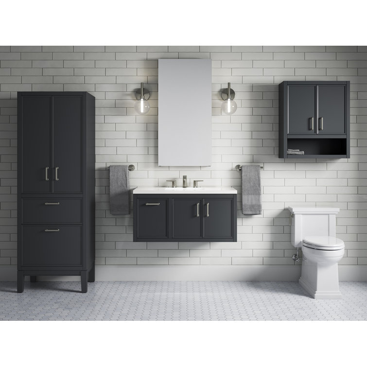 Winnow 36-Inch Slate Gray Painted MDF Bathroom Vanity with Quartz Top