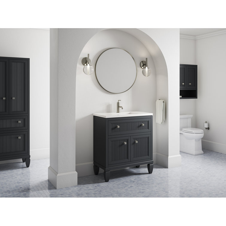 Hearthaven 30'' Slate Gray Freestanding Bathroom Vanity with Quartz Top