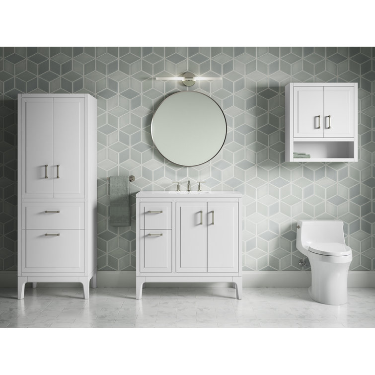 Seer 36-Inch White Mahogany Bathroom Vanity Set with Quartz Top