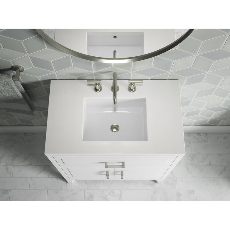 Seer 30" White MDF Freestanding Single Bathroom Vanity with Quartz Top