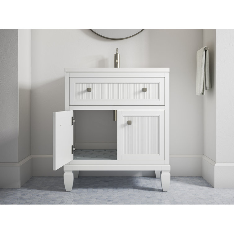 Hearthaven 30'' White MDF Bathroom Vanity with Quartz Top