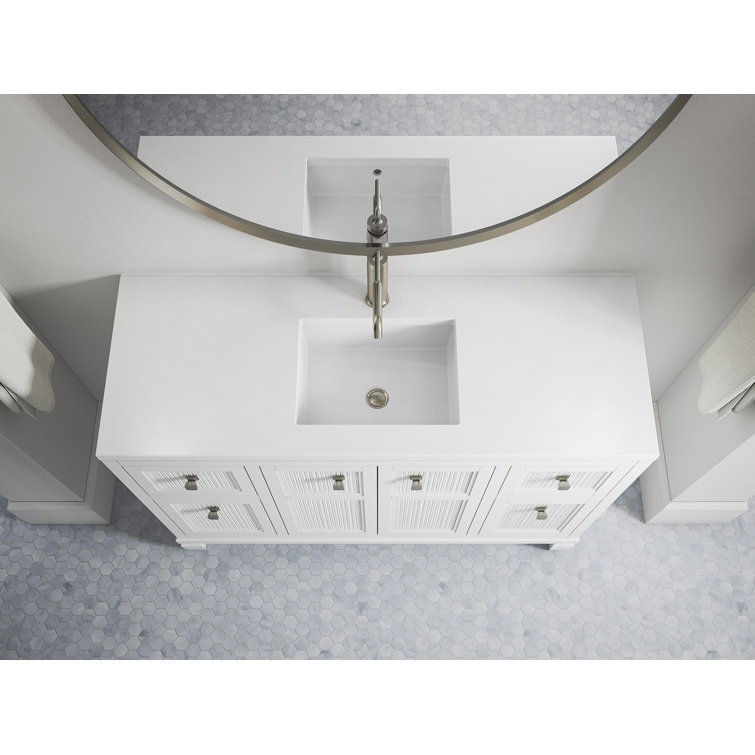 Hearthaven 48-Inch White MDF Bathroom Vanity with Quartz Top