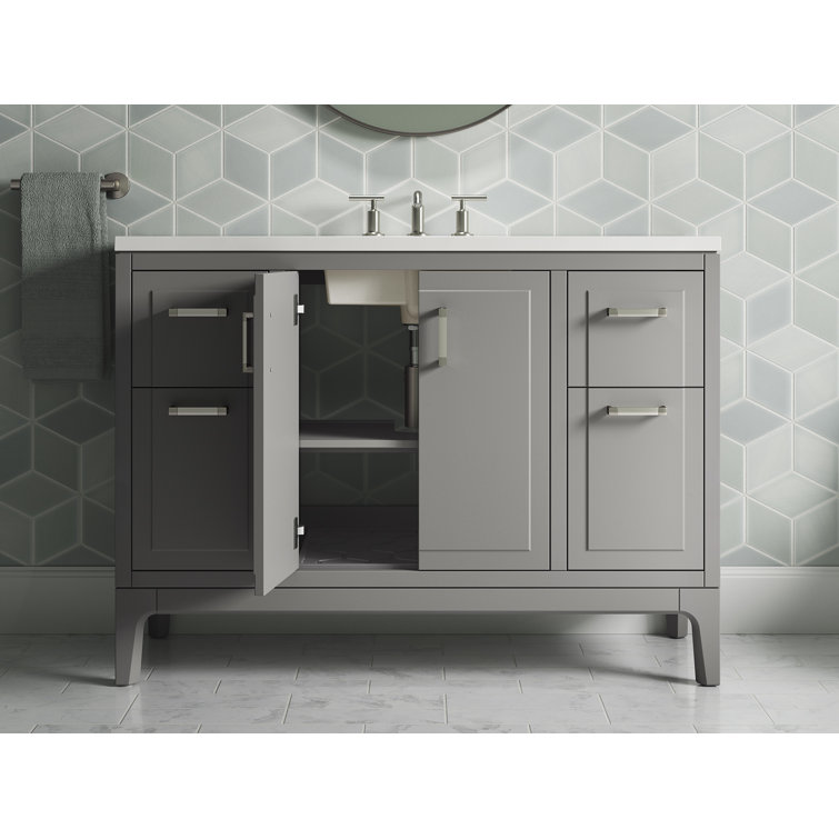 Seer 48" Mohair Gray Single Sink Freestanding Vanity with Quartz Top