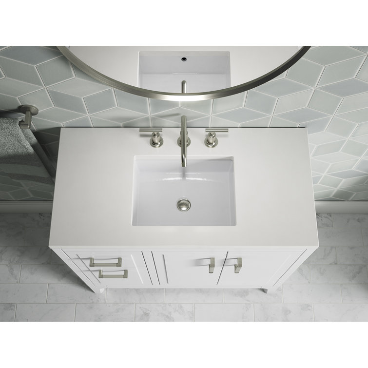 Seer 36-Inch White Mahogany Bathroom Vanity Set with Quartz Top
