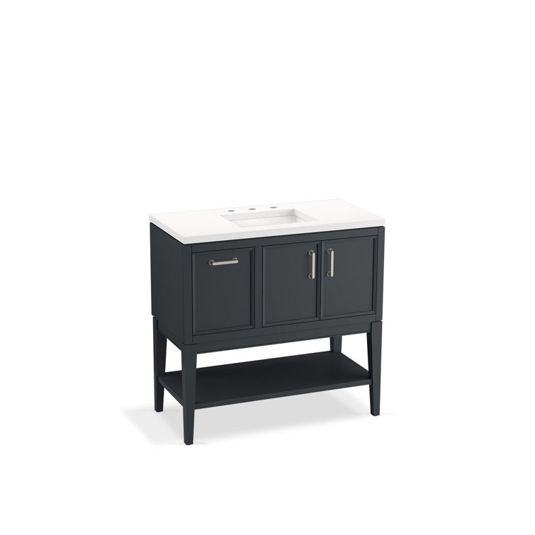 Winnow 36-Inch Slate Gray Painted MDF Bathroom Vanity with Quartz Top