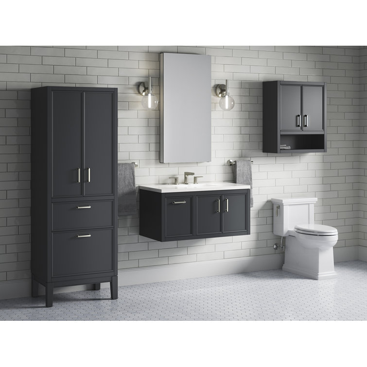 Winnow 36-Inch Slate Gray Painted MDF Bathroom Vanity with Quartz Top