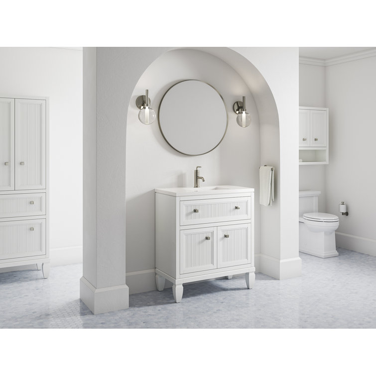 Hearthaven 30'' White MDF Bathroom Vanity with Quartz Top