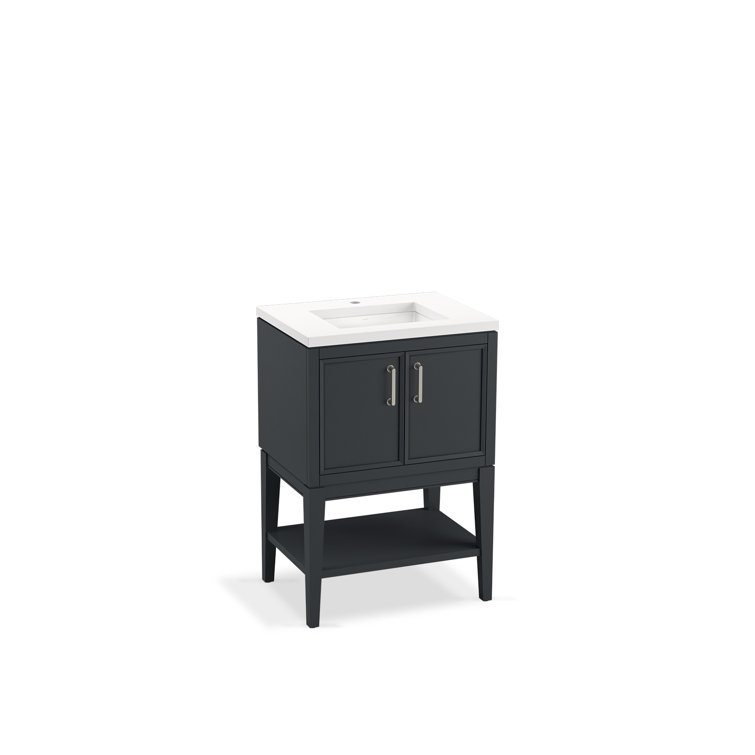 Winnow 24" Slate Gray Freestanding Single Bathroom Vanity with Quartz Top
