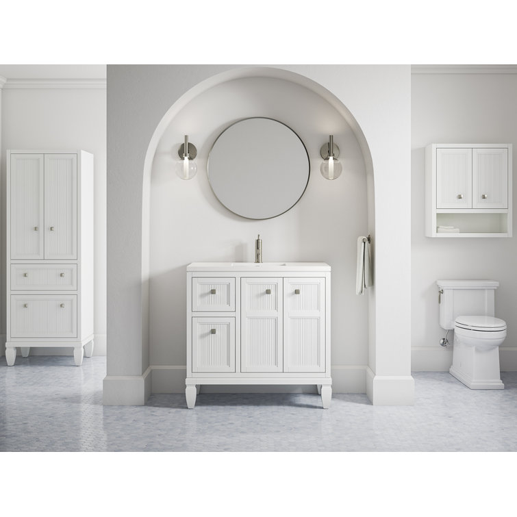 Hearthaven 24" White MDF Wall Cabinet with Nickel Hardware