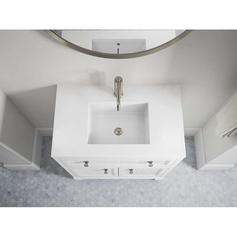 Hearthaven 30'' White MDF Bathroom Vanity with Quartz Top