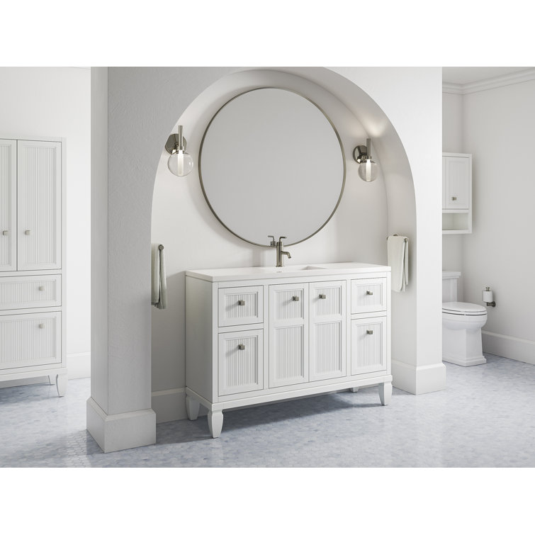 Hearthaven 48-Inch White MDF Bathroom Vanity with Quartz Top