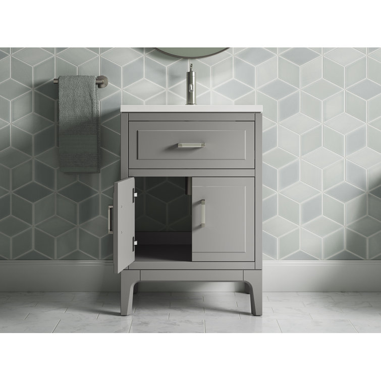Seer 24" Mohair Grey Freestanding Single Bathroom Vanity with Quartz Top