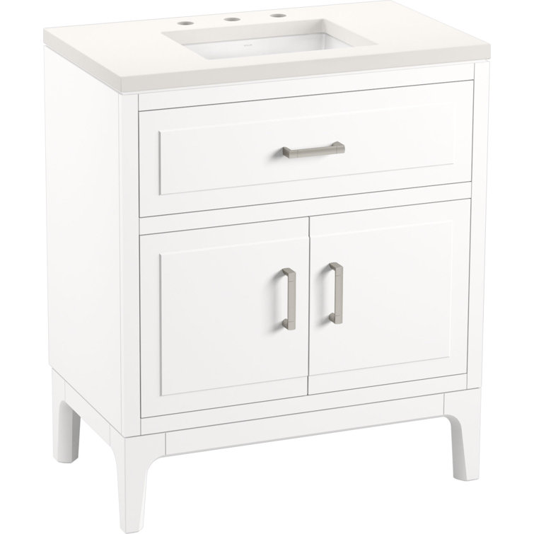 Seer 30" White MDF Freestanding Single Bathroom Vanity with Quartz Top