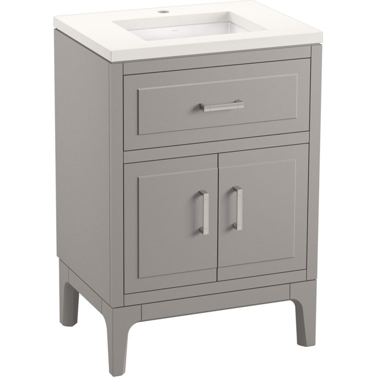 Seer 24" Mohair Grey Freestanding Single Bathroom Vanity with Quartz Top