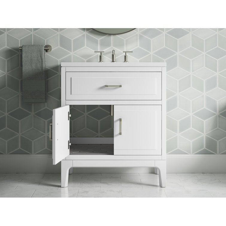 Seer 30" White MDF Freestanding Single Bathroom Vanity with Quartz Top