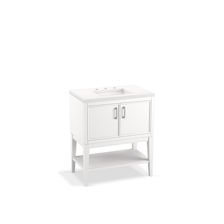 Winnow 30" White MDF Freestanding Single Bathroom Vanity with Quartz Top