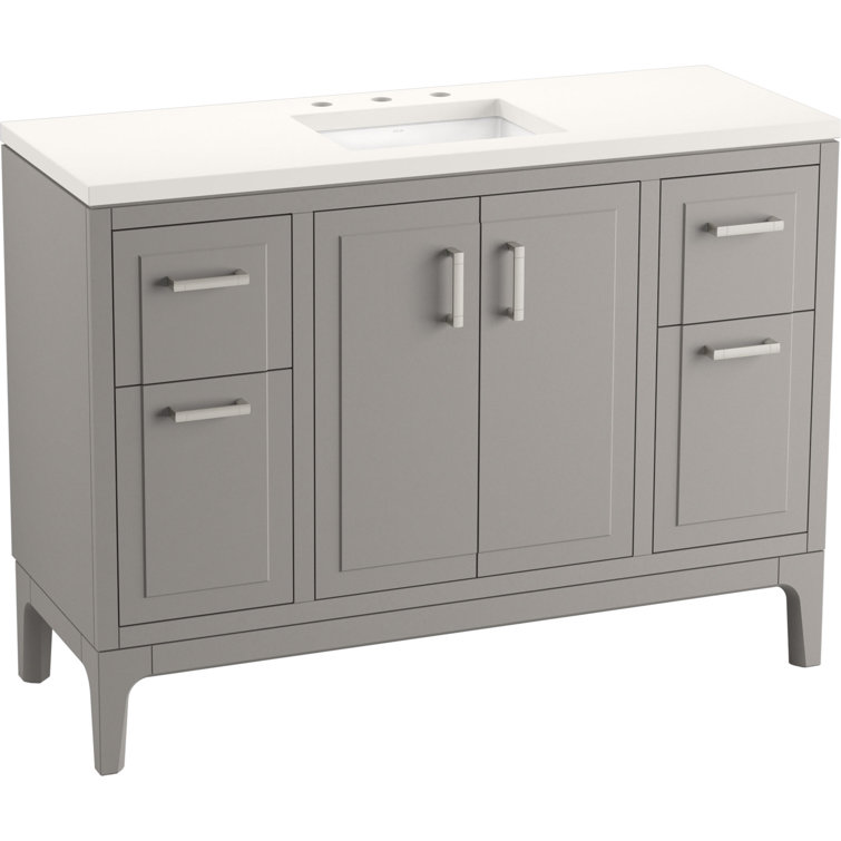 Seer 48" Mohair Gray Single Sink Freestanding Vanity with Quartz Top