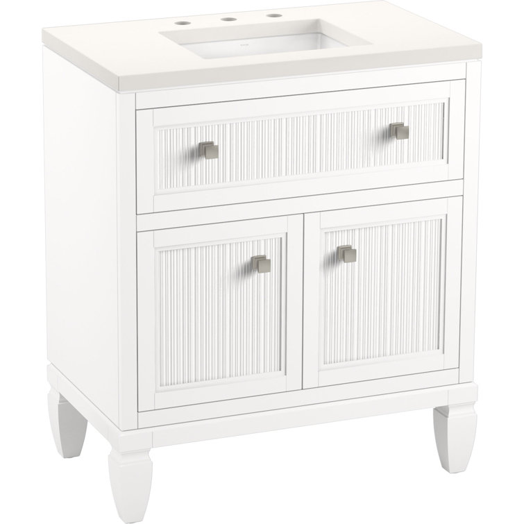 Hearthaven 30'' White MDF Bathroom Vanity with Quartz Top