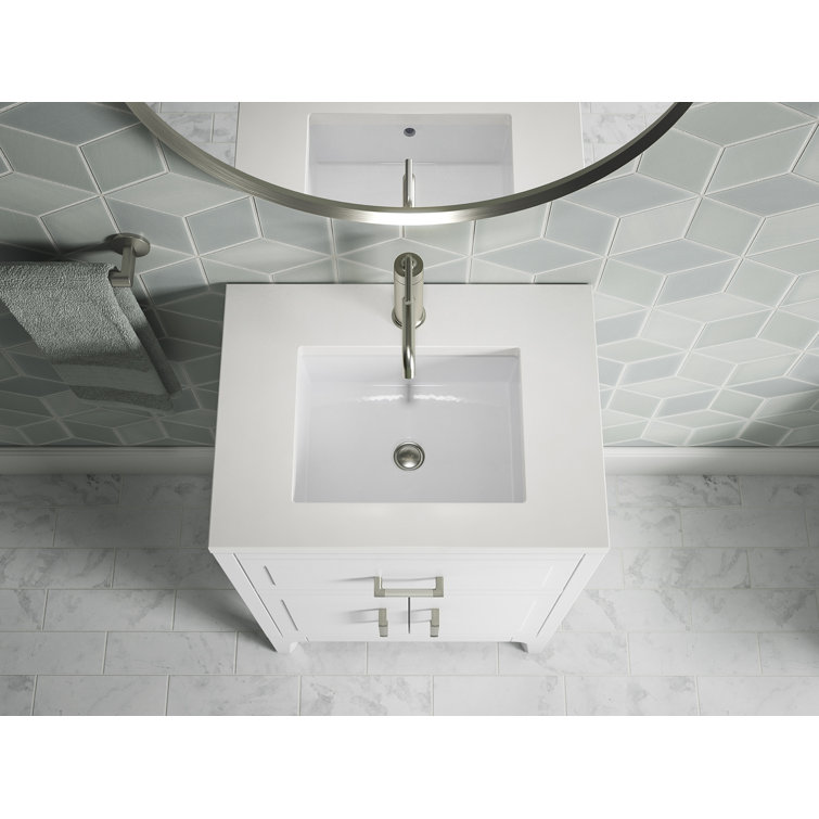 Seer 24" White MDF Freestanding Bathroom Vanity with Quartz Top