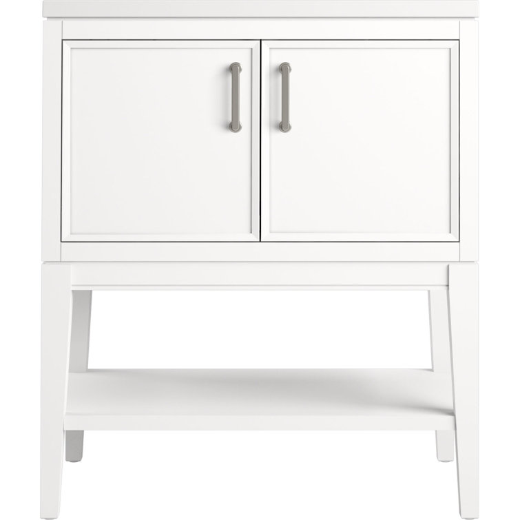 Winnow 30" White MDF Freestanding Single Bathroom Vanity with Quartz Top